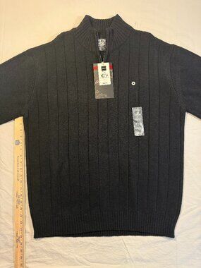 NWT Southpole 1/4 Zip Sweater Black Ribbed Knit Pullover XL Christmas Gift
